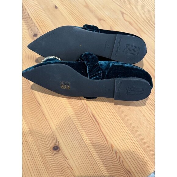 Pretty Ballerinas X FREE PEOPLE Avey Embellished Flats Green Velvet Size 37 NEW - Picture 5 of 6
